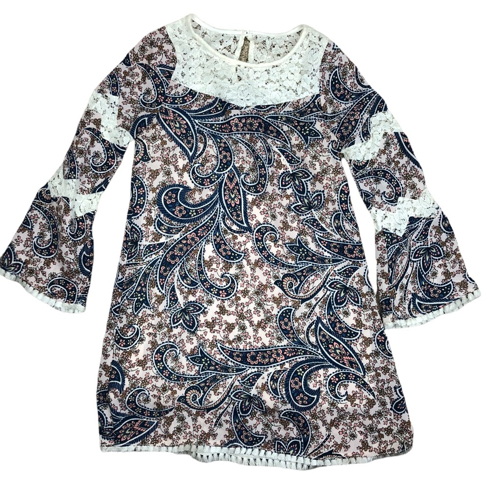 Boho Paisley Lace Dress Girls Size 12